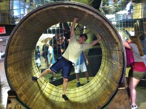My friend Danny enjoying the hamster wheel