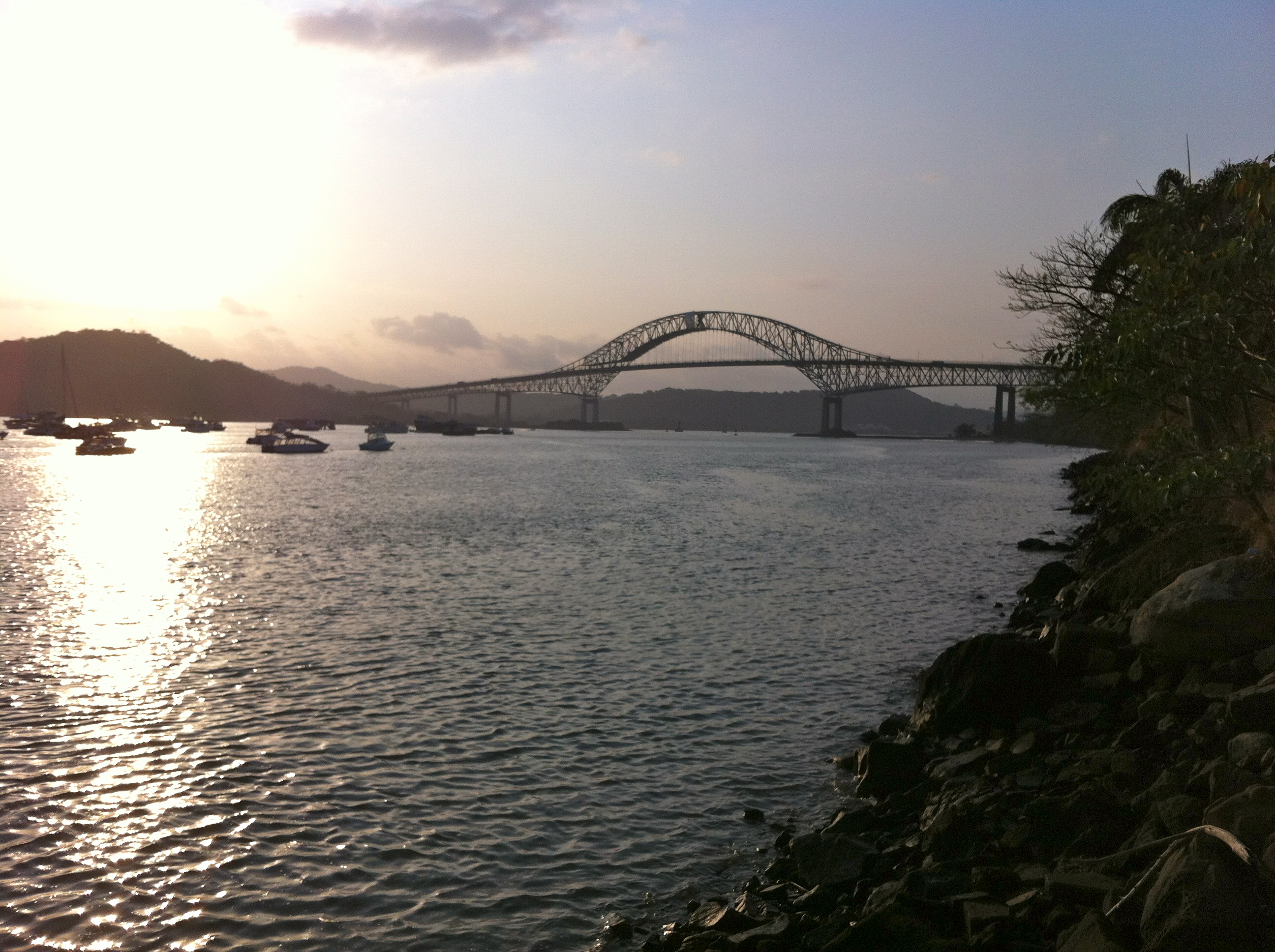 The Bridge of the America's spanning the Pacific entrance to the Panama Canal.