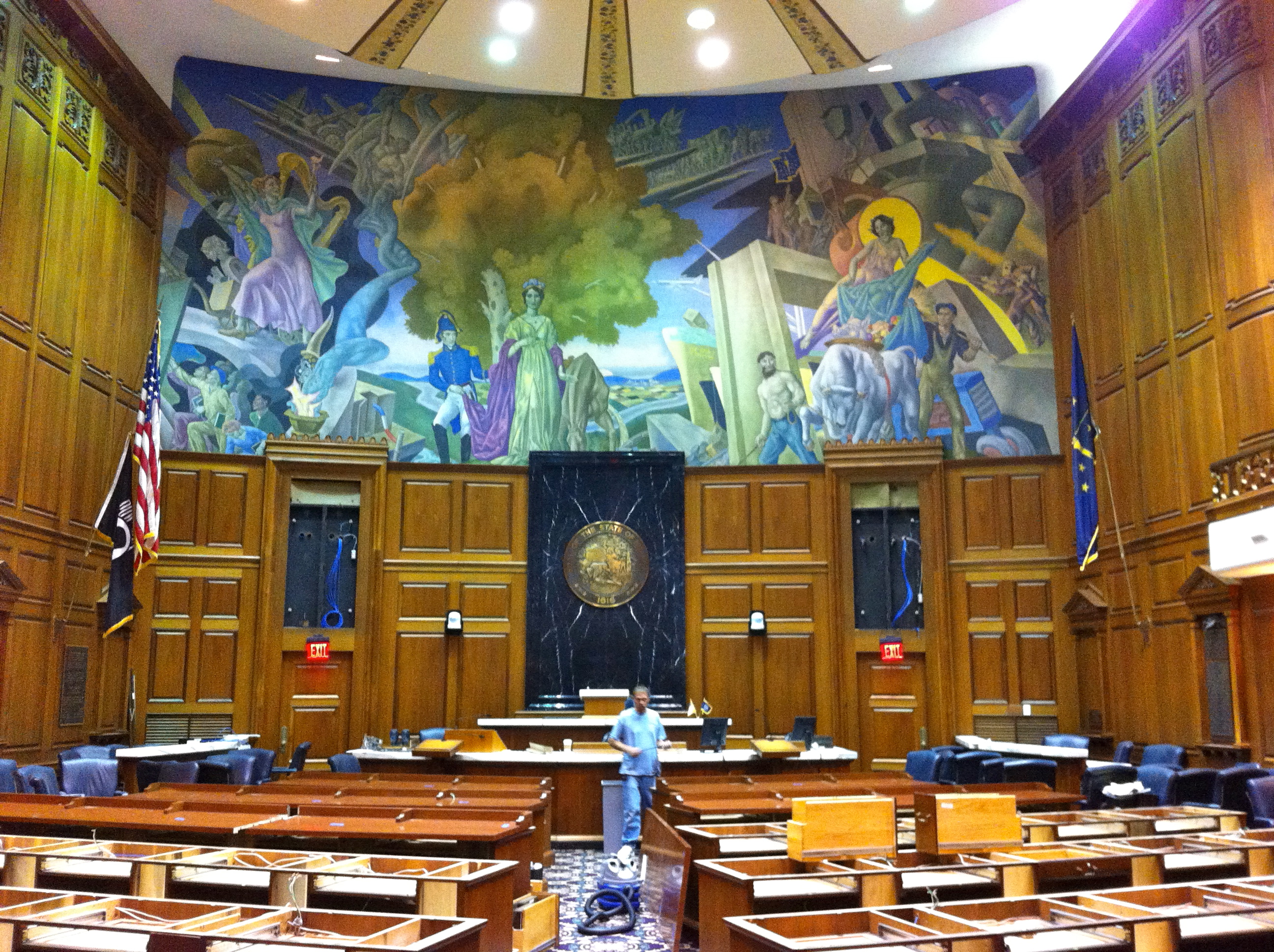 The Senate Chamber in the Indiana State Capitol in Indianapolis