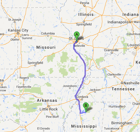 The route. 5 hours 45 minutes driving time.
